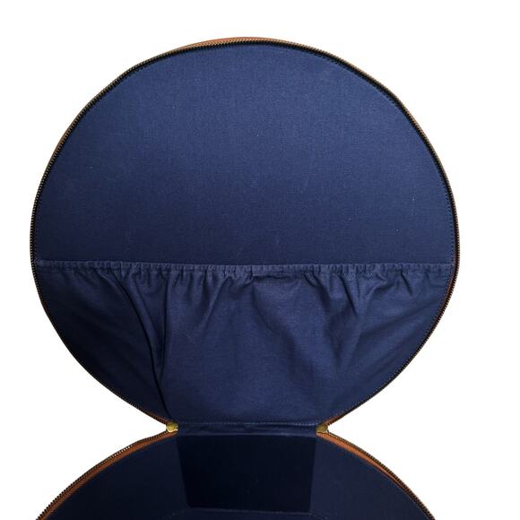 Goorin Bros RARE Tweed Leather Travel Hat Case Box Zipper Pocket Top Handle - Picture 8 of 14